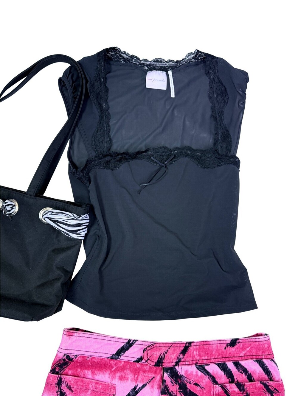 Out From Under Black Lace Mesh Top S